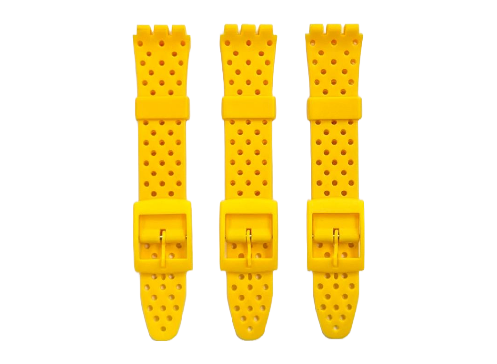 Swatch Replacement Plastic PVC Watch Band Flat with Holes without Pins 17mm