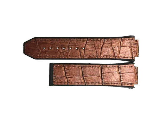 ALLIGATOR GRAIN LEATHER RUBBER WATCH BAND FOR HUBLOT WATCHES OF SIZE 19X22MM