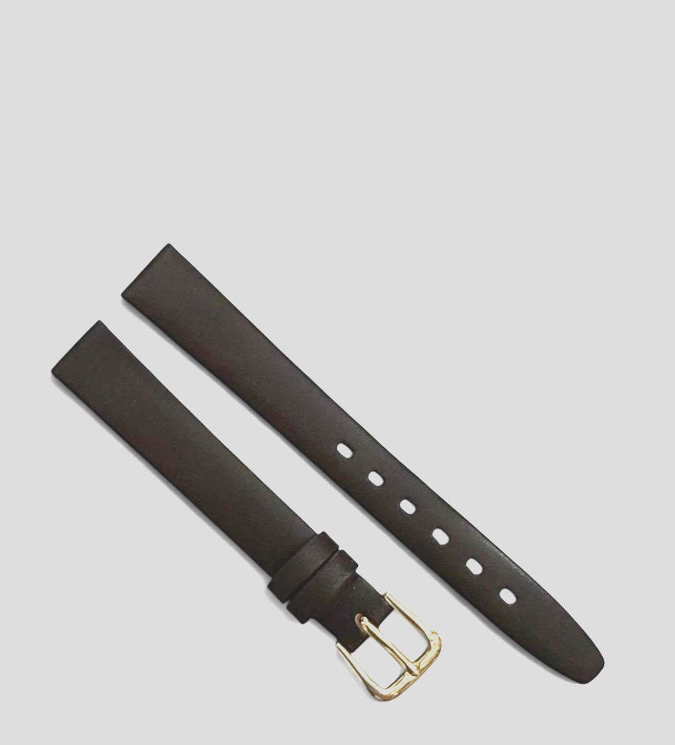 ( SET OF 6( D.Brown 14MM FLAT LEATHER STRAP BAND FOR WATCH gold Buckle