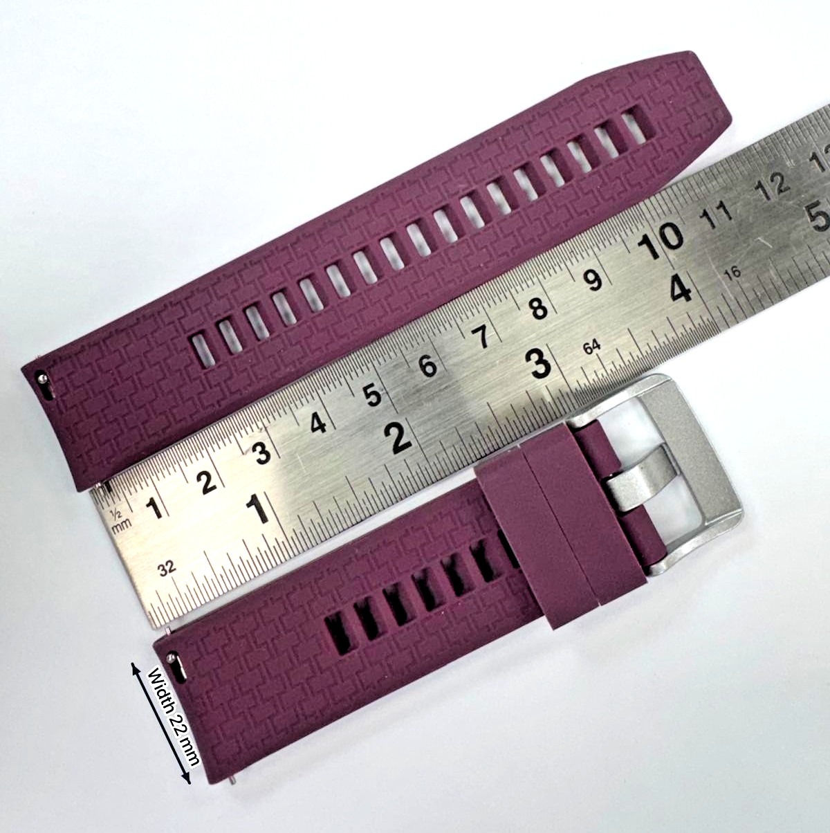 22 MM Rubber Silicone Sports Watch Band Quick Release Pin Purple Color