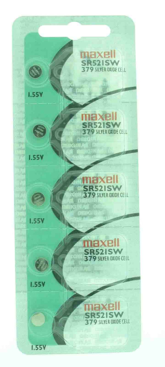 Maxell 379 Watch Cell Batteries SR521SW Silver Oxide (Box of 100 Pcs.)