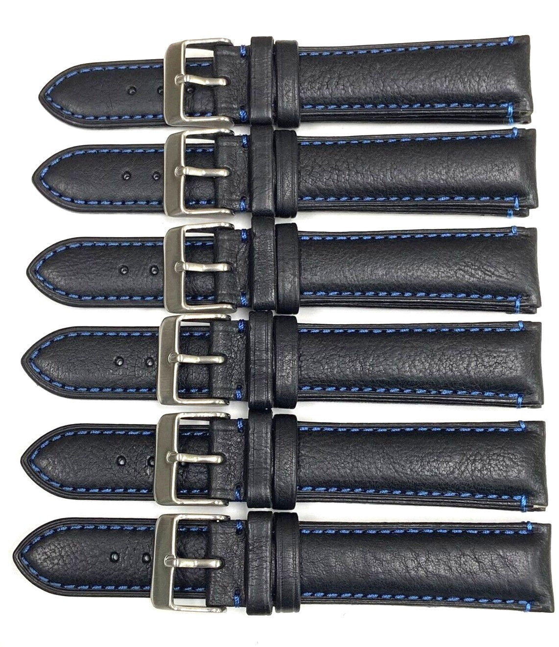 Excellent Quality, Watch Bands Genuine Leather Plain PADDED, Stitches Black 19MM