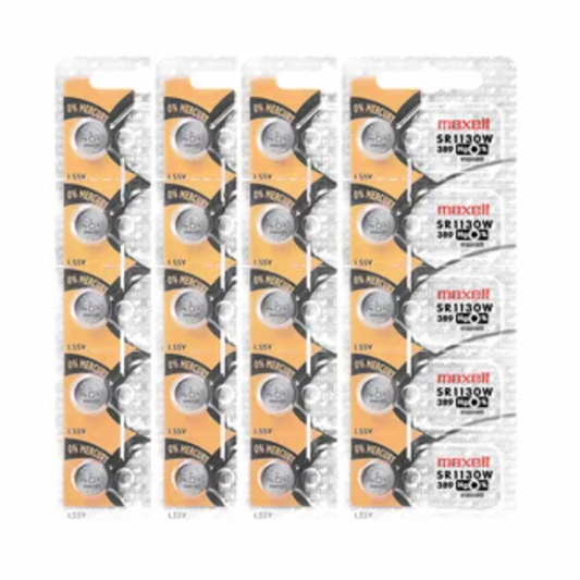 Maxell 390 (SR1130SW) 1.55V Silver Oxide Watch Batteries – Pack of 100 Batteries