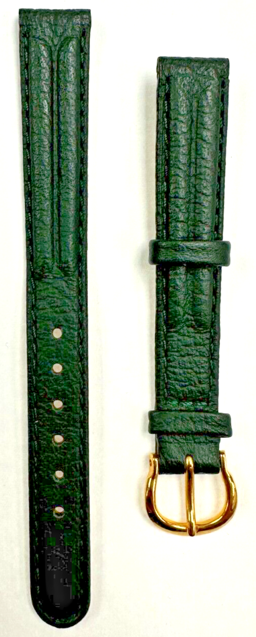 Lot Of 6Pcs Watch Band 12MM Genuine Leather Dark Green Padded and Stitched