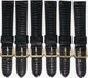  Lot of 6 Bands 24MM Genuine Leather Lizard Grain Padded Black High Quality