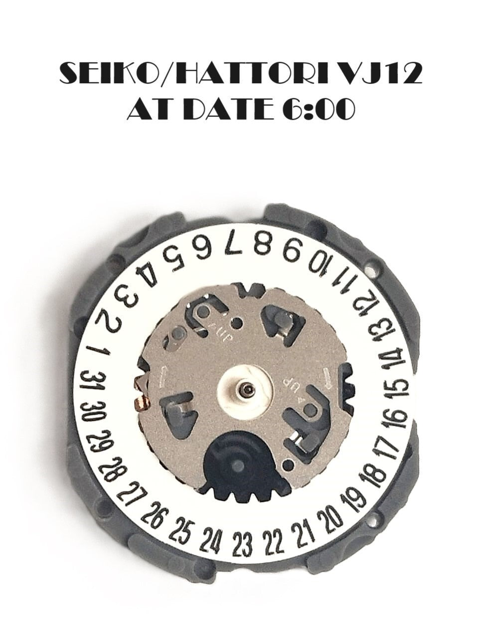  Seiko / Hattory Quartz Movement 3 Hands VJ12 Date @ 6 Watch parts 