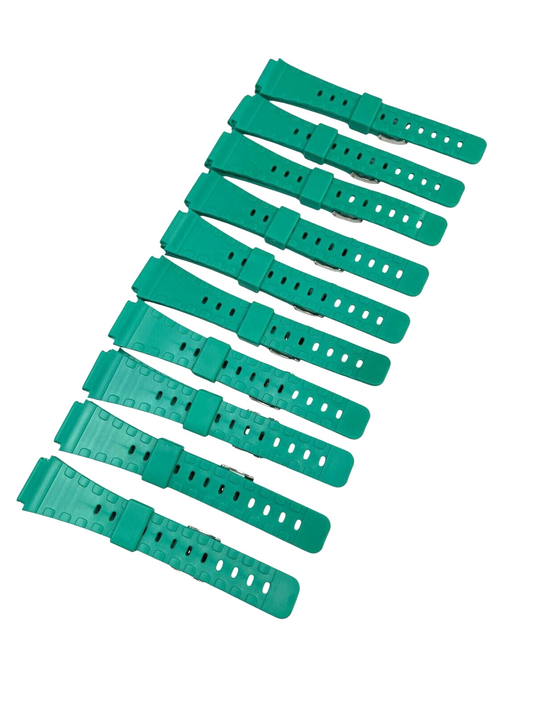 Lot Of 10, 20MM PVC Plastic green Watch Band Replacement for CASIO & Others