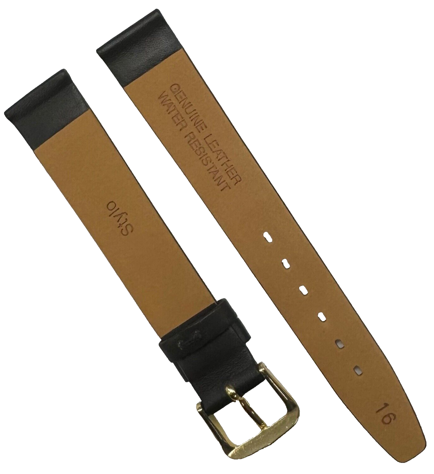 16 mm Watch Band Dark Brown Genuine Leather Flat Plain