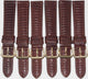  Lot of 6 Bands 20MM Genuine Leather Lizard Grain Padded Brown High Quality