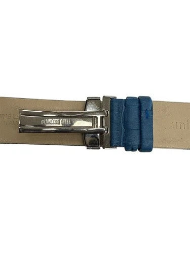 16/18/20/22/24MM BLUE WATCH BAND Alligator Grain Deployment Clasp