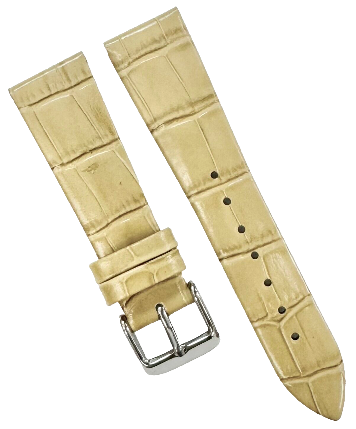 Best Quality,Watch Band Short 20MM Genuine Leather Beige Alligator Grain Flat
