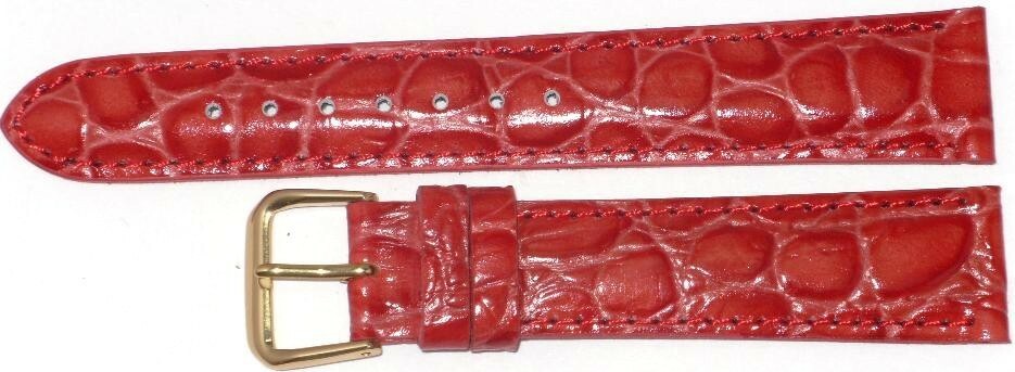 Lot of 6Pcs.Watch Bands Red Genuine Leather Crocodile Grains16mm (A1 Quality ) 