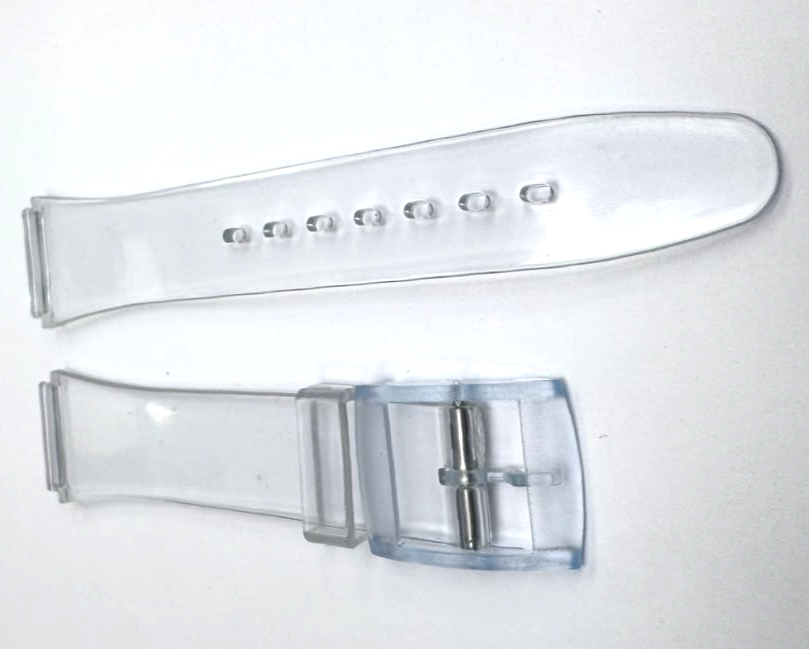 17MM Plastic PVC Replacement Watch Band Flat Clear White without Pins