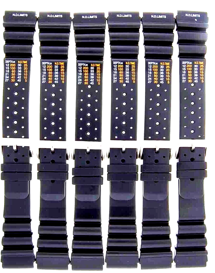 Lot of 6 Watch Bands 24MM PVC Black  fit Casio,Citizen,Seiko Diver Watches 1116