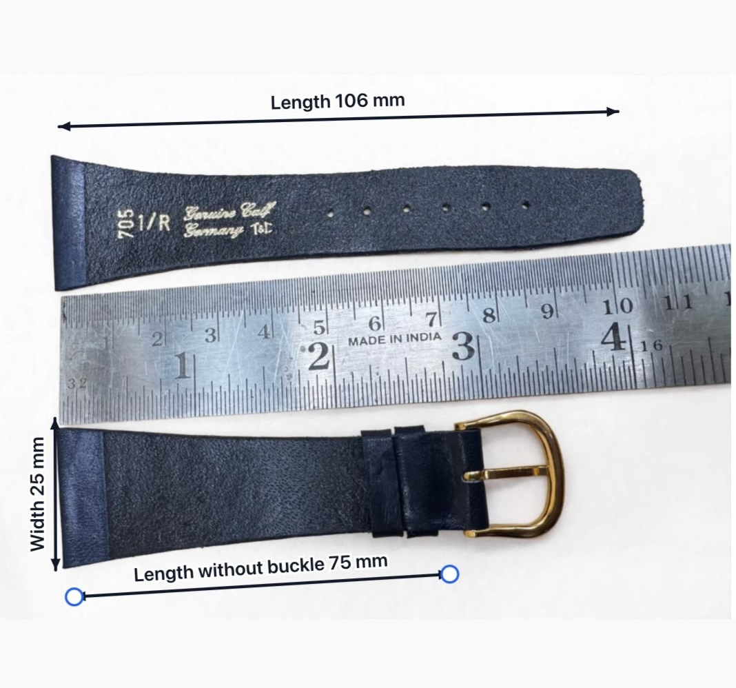 25MM X 16MM NAVY BLUE GENUINE CALF FLAT WATCH BAND