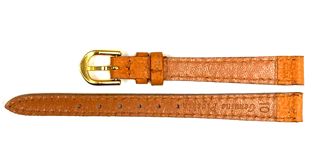Watch Band TAN Color Genuine PIGSKIN Grain Flat, Stitched 10mm (A1 Quality)