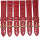 Lot of 6Pcs.Watch Bands Red Genuine Leather Alligator Grains 20mm (A1 Quality ) 