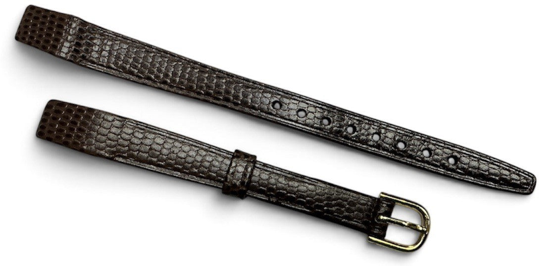 HIRSCH Genuine Lizard 10 mm Brown Watch Band Open End