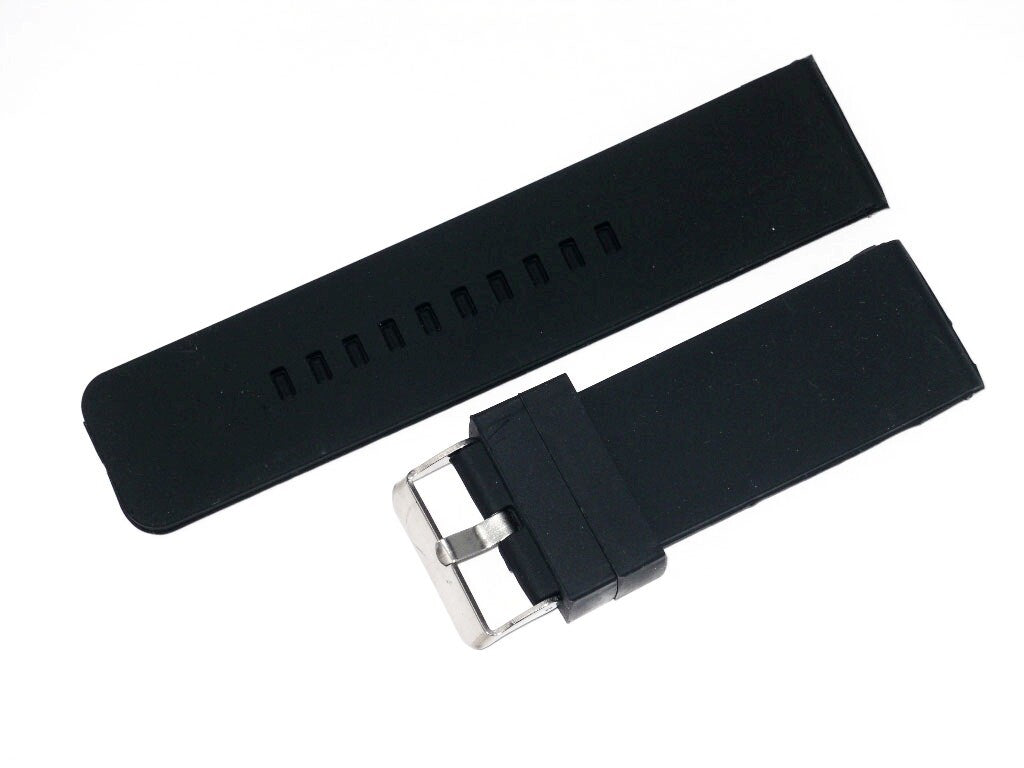 26 MM Black color Silicone watch band silver buckle with free spring bars