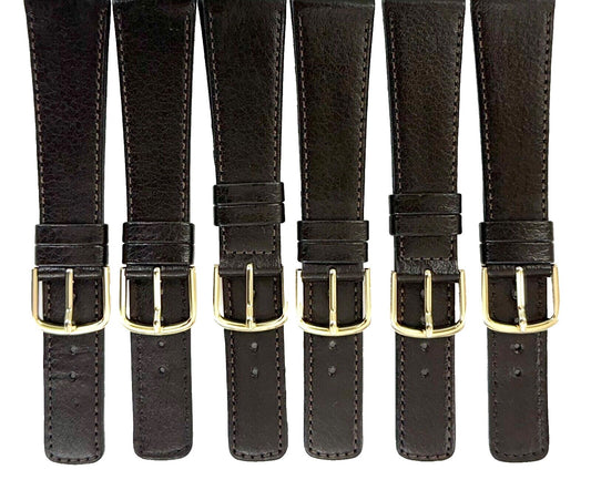 Lot of 6pcs.Watch Bands Plain Dark Brown synthetic Leather  Flat 18mm