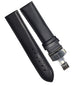 24MM Black Genuine Leather stitched Padded Watch Band With Deployment Buckle