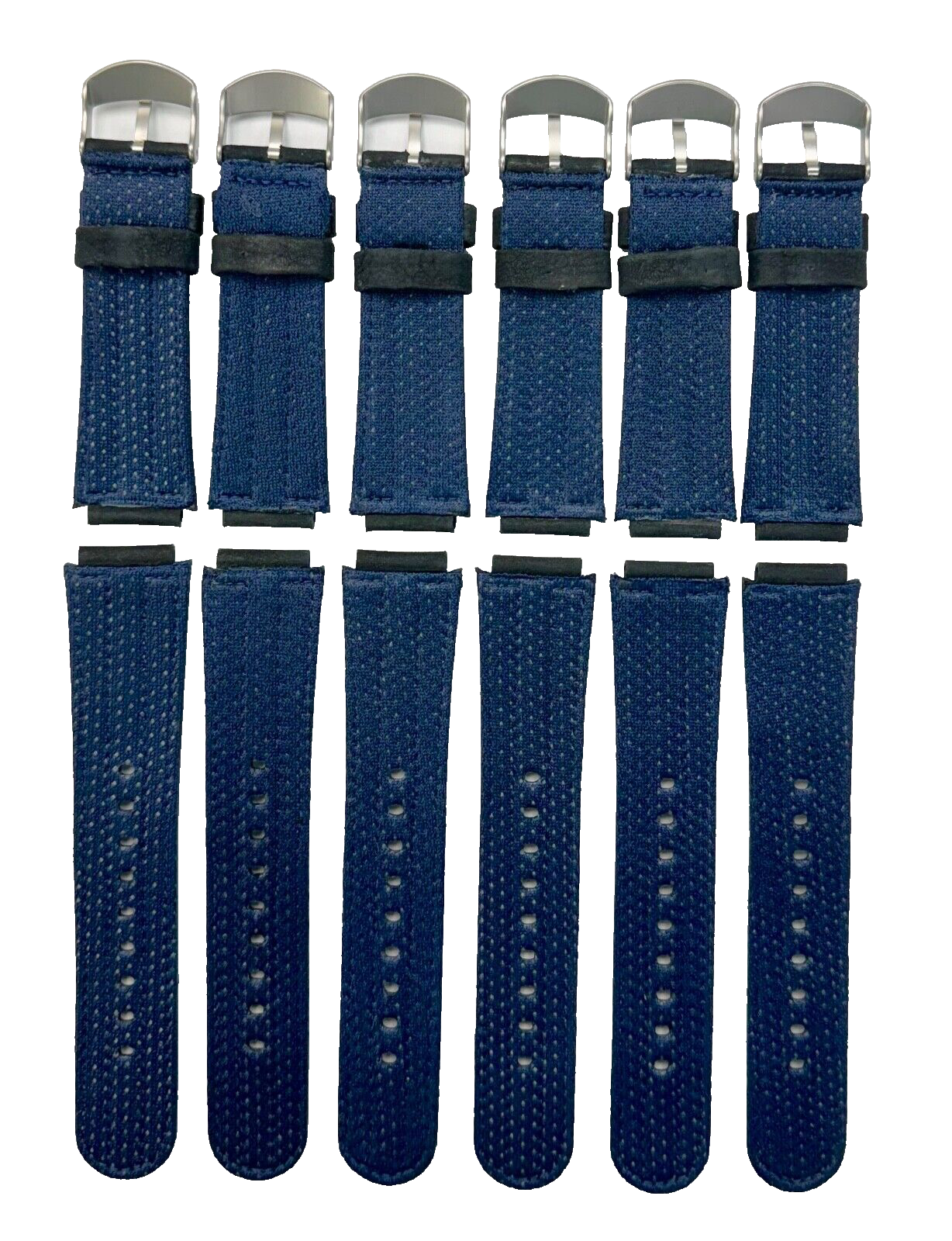 18x20mm new fabric watch band blue+black color straight, soft (Lot of 6 bands)