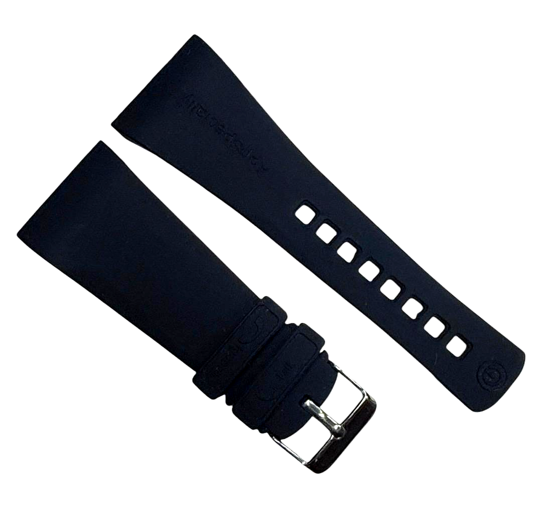 30mm Black Rubber Watch Band Premium Silicone Rubber Strap