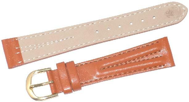 Watch Band Tan (L.Brown) Genuine Leather,Padded Stitched 16mm