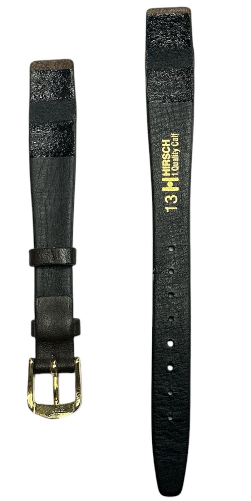 13mm  Black Genuine Leather Open Ended Ladies Watch Band