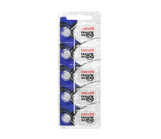 Maxell 303 Watch Cell Batteries SR44SW Silver Oxide New Sealed (Pack of 5)