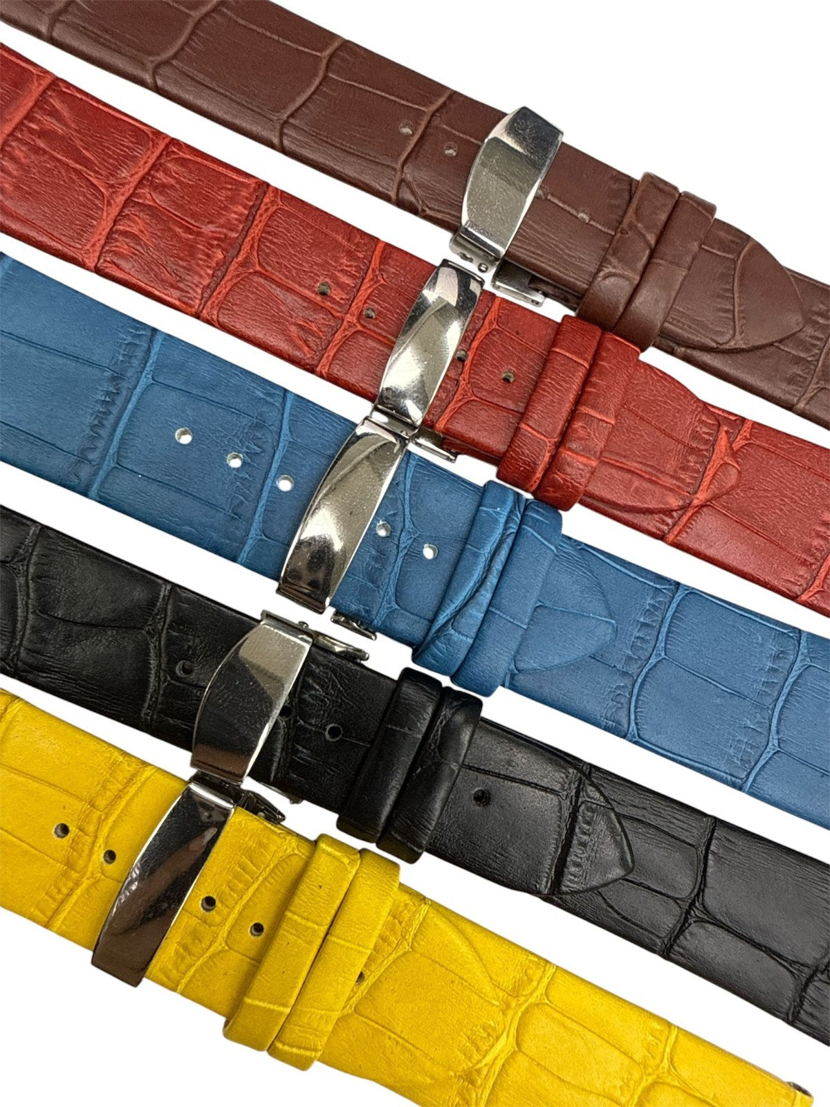 24mm RED WatchBand Alligator Grain Deployment Clasp Fits Omega/Longines/Tissot