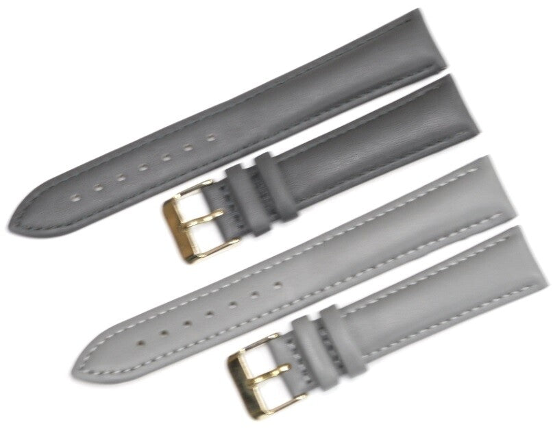 Watch Bands Genuine Leather Grey Plain Padded 16,18,20,22,24mm
