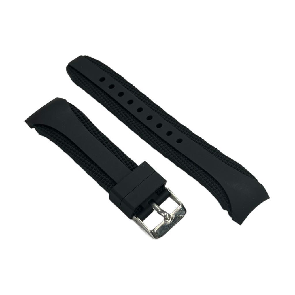 CURVED END DIAMOND TEXTURED SOFT RUBBER SILICONE SPORT WATCH BAND 22MM