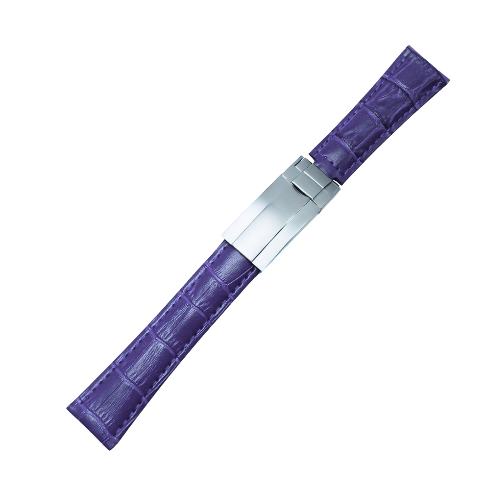 High-Quality Blue Leather Watch Band – 20mm for Rolex Watches | Steel Clasp