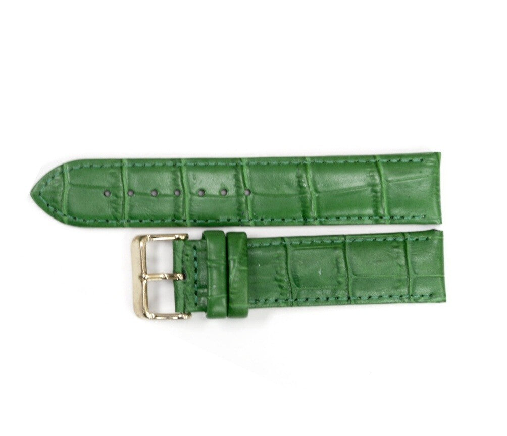 Alligator Leather Green Color Watch Band 16 MM to 22 MM Green Stitched