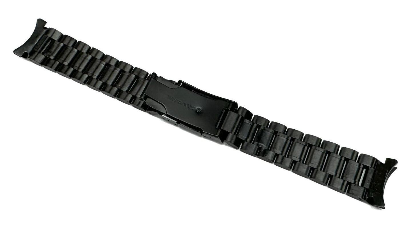 16mm Curved Black Oyster Style with 2-Line Textured Stainless Steel Watch Band