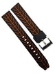 High-Quality Black & Orange Pattern Silicone Flat Stitched Watch Band 20/22/24MM