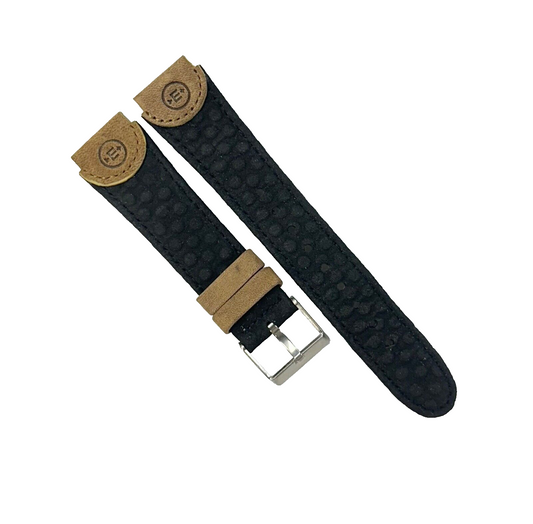 18 MM  Black Genuine Leather Watch Band with stitches and bumps (Lot of 6 bands)