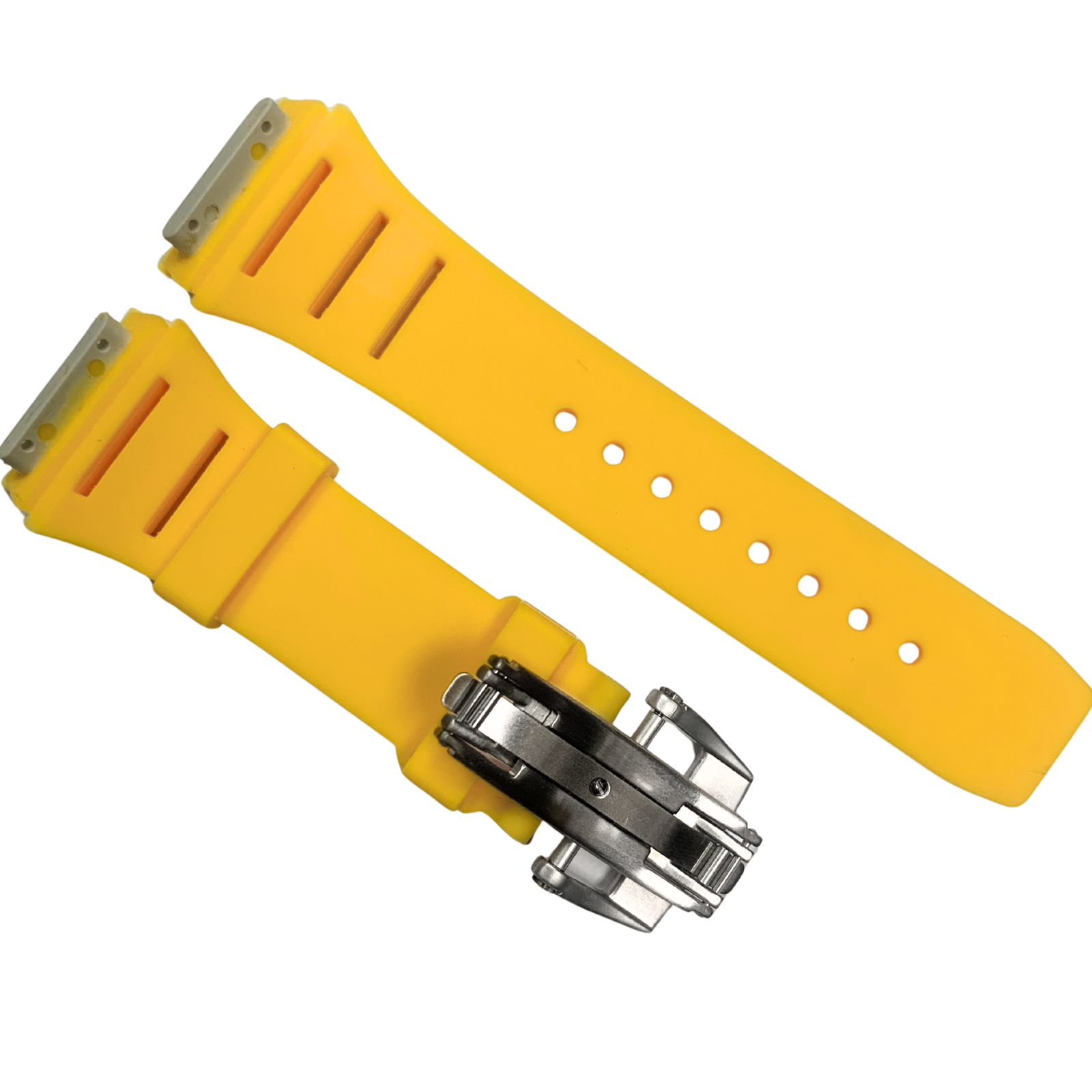 20mm Yellow Rubber Watch Band for | Richard Mille - Screw-Type Strap w/ Buckle