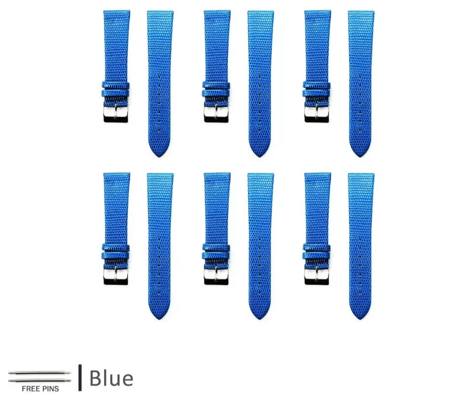 Lot of 50Pcs.Watch Bands Genuine Leather Lizard Grain Flat 16MM to 24MM 6 Colors