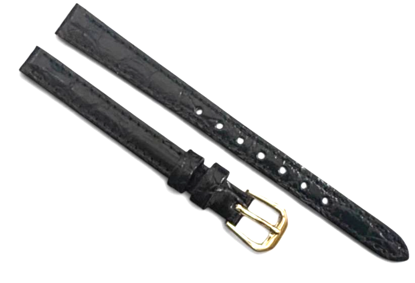 8/10/12mm Stylo Black Genuine CROCO Watch Band-Black (set of 3)
