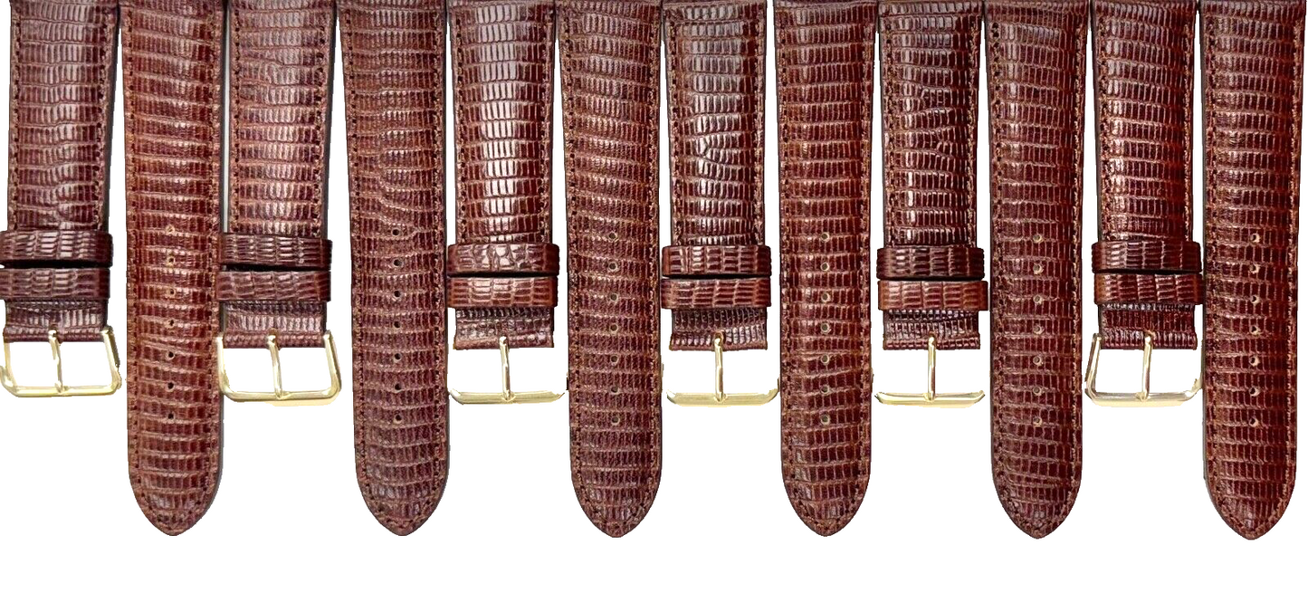 Best Quality WATCH BAND BROWN GENUINE LEATHER LIZARD GRAIN 22MM R (lot of 6)