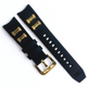 22mm Watch Band - Gold Buckle | For Invicta Russian Diver 1813 - Silicone Black