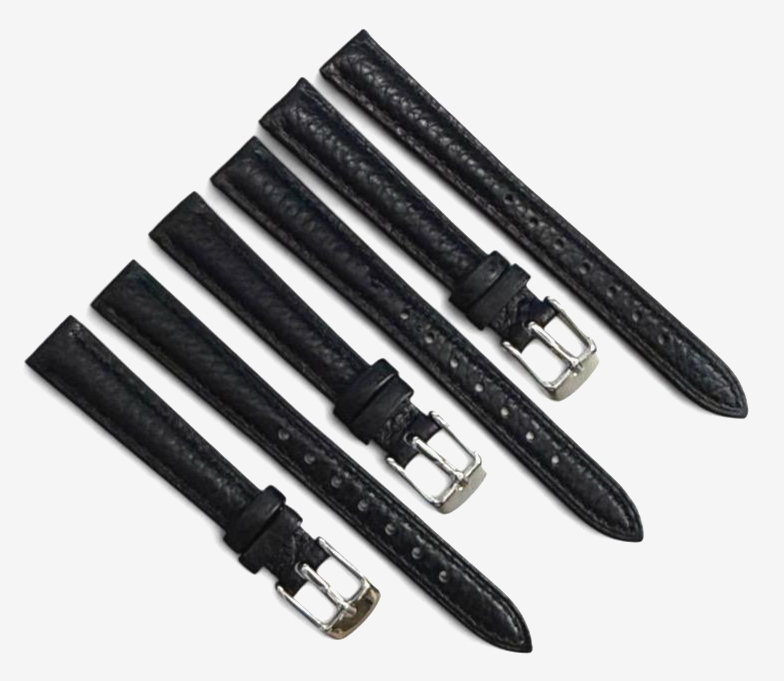 (set of 3) Black genuine Leather watch strap band New-12mm