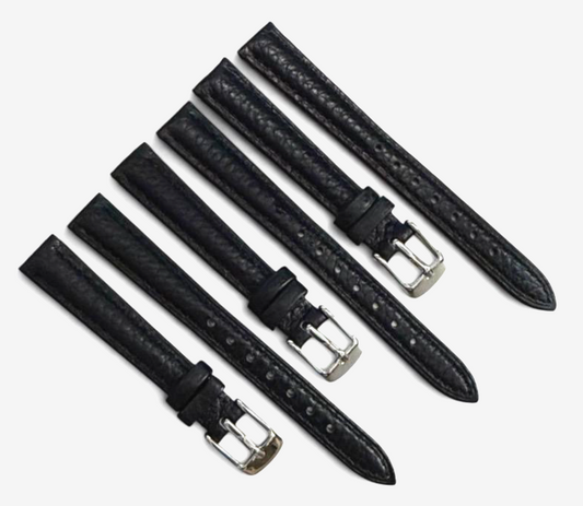 (set of 3) Black genuine Leather watch strap band New-12mm