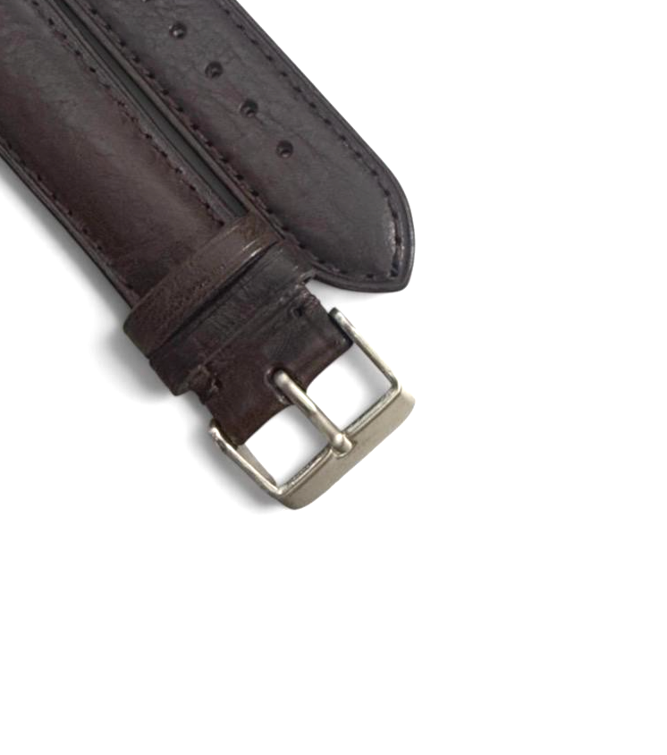 19mm D. Brown Genuine Leather Padded Stitched Watch Band