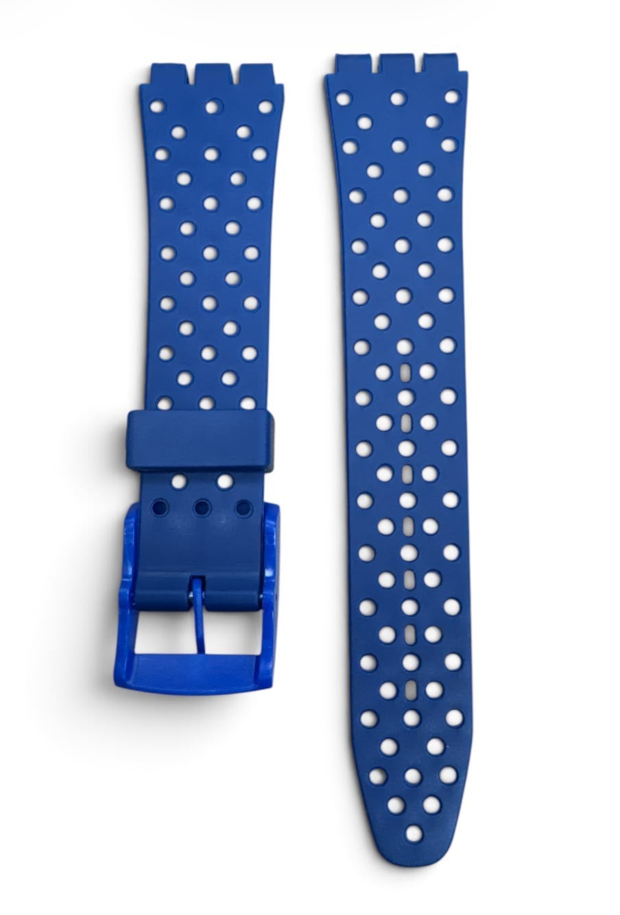 17MM Plastic PVC Watch Band Flat with Holes without Pins for SWATCH Blue