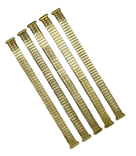 5 PCS of 9-11MM Vintage Classic Style Gold Color Stretch Band for Ladies Watches