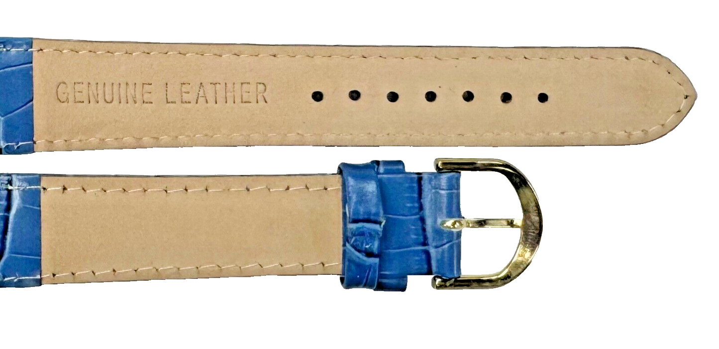 Watch Band Blue Genuine Leather Alligator Grains  Padded 18 MM  Best Quality