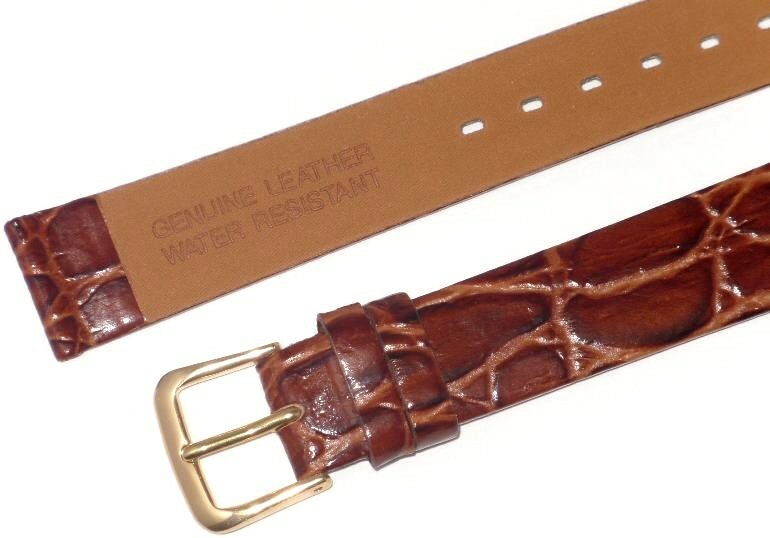  Lot of 6Pcs. Watch Bands  Brown 12MM Genuine Leather Crocodile Grain Flat,Slim
